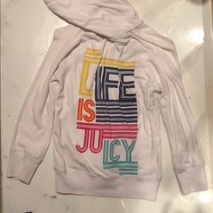 A white Juicy Couture beach towel sweatshirt